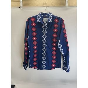 Wrangler Authentic Western Apparel Long Sleeve Button Down Men's M Printed